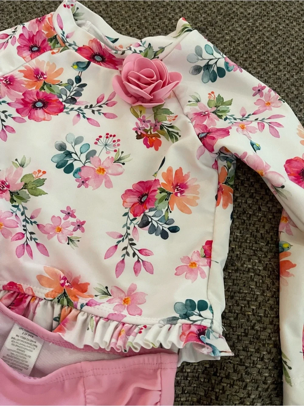 Little Me Floral Rashguard Set - Pink & White
